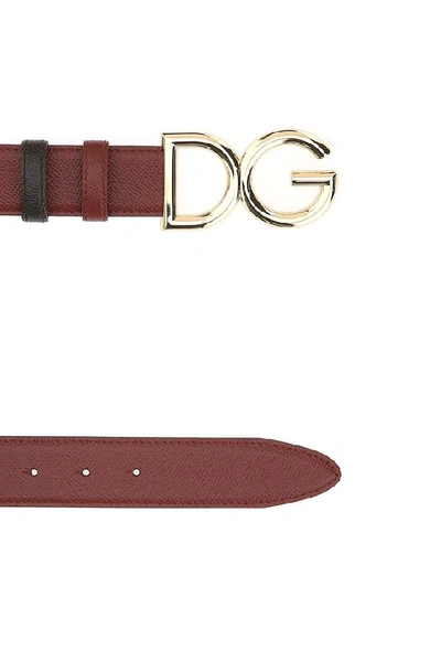 Shop Dolce & Gabbana Reversible Logo Belt In Brown