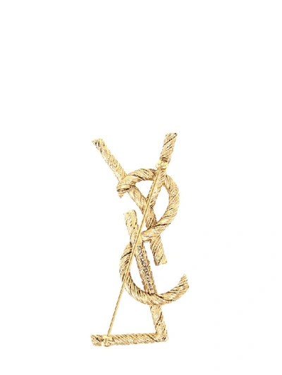 Shop Saint Laurent Opyum Brooch In Gold