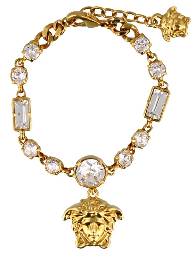 Shop Versace Crystallite Medusa Bracelet In Gold