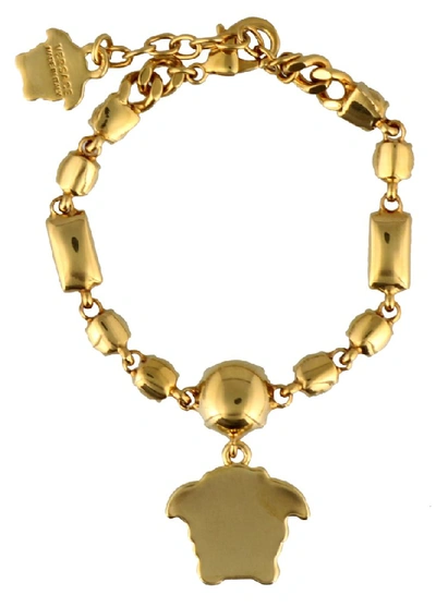 Shop Versace Crystallite Medusa Bracelet In Gold