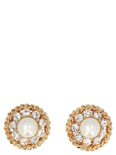 Shop Alessandra Rich Embellished Circular Earrings In Gold