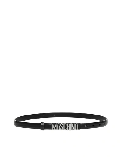 Shop Moschino Mini Lettering Logo Belt In Black