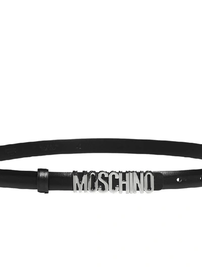 Shop Moschino Mini Lettering Logo Belt In Black