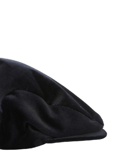 Shop Dolce & Gabbana Velvet Flat Cap In Black