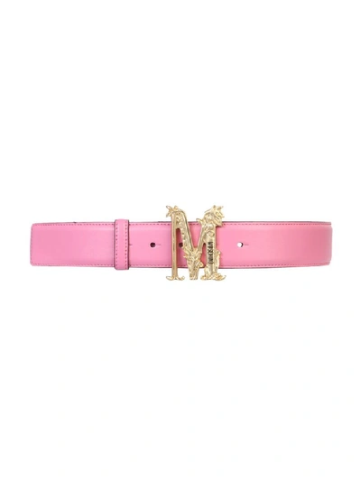 Shop Moschino M Buckle Belt In Pink