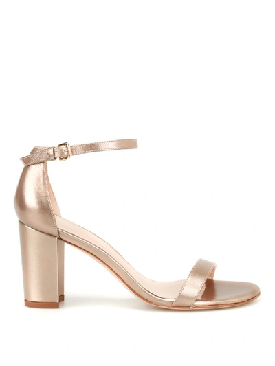 Shop Stuart Weitzman The Nearlynude Sandals In Gold