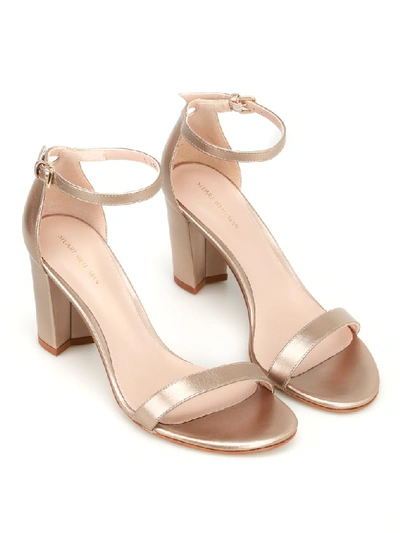 Shop Stuart Weitzman The Nearlynude Sandals In Gold
