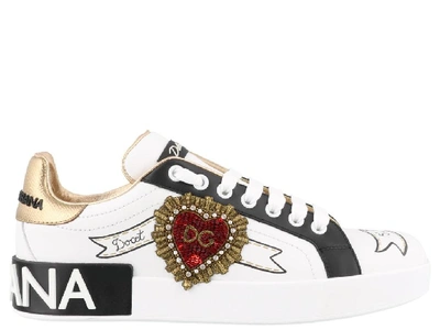 Shop Dolce & Gabbana Embroidered Portofino Sneakers In White