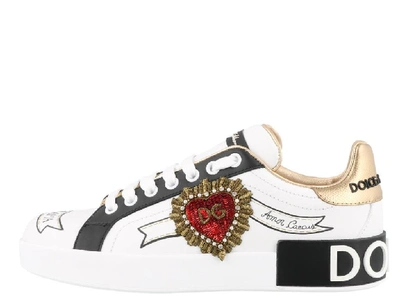 Shop Dolce & Gabbana Embroidered Portofino Sneakers In White