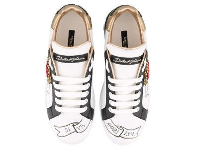 Shop Dolce & Gabbana Embroidered Portofino Sneakers In White