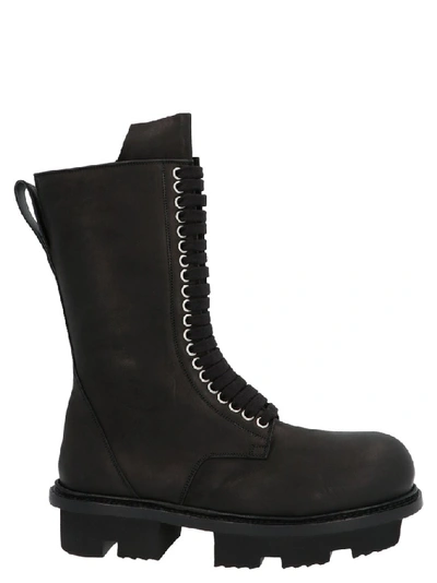 Shop Rick Owens Army Bozo Megatooth Combat Boots In Black