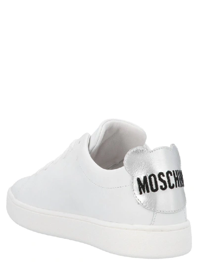Shop Moschino Teddy Logo Sneakers In White