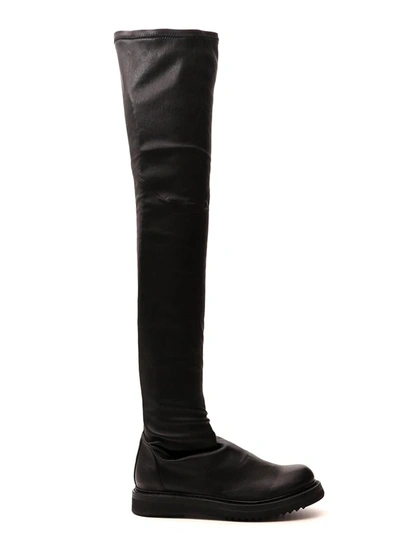 Shop Rick Owens Over The Knee Sock Boots In Black