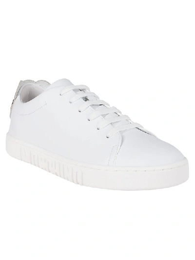 Shop Moschino Teddy Logo Sneakers In White