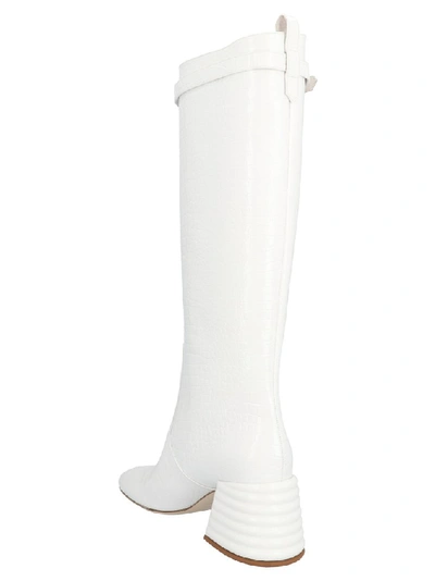 Shop Fendi Ff Buckle Block Heel Boots In White