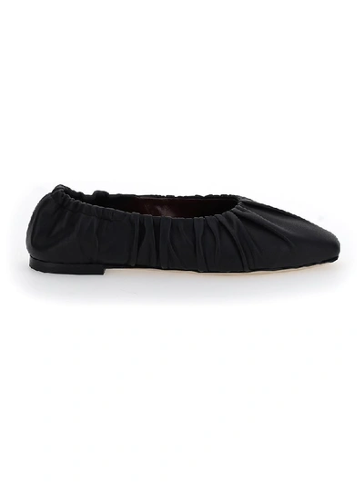 Shop Staud Rouched Ballerina Flats In Black
