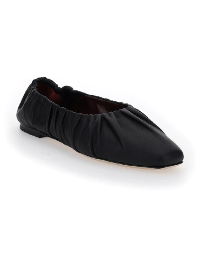 Shop Staud Rouched Ballerina Flats In Black