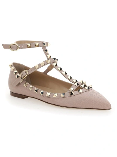 Shop Valentino Garavani Rockstud Point In Beige