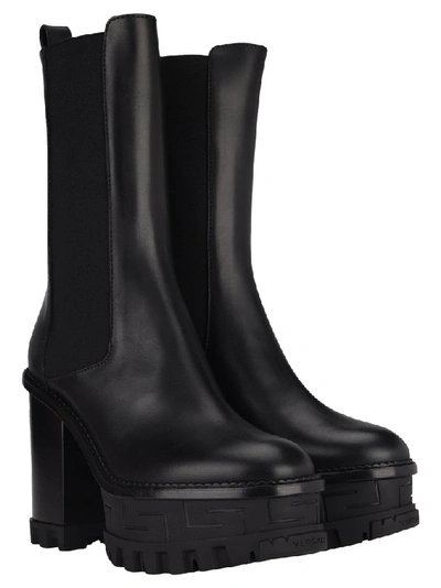 Shop Versace Greca Labyrinth Boots In Black