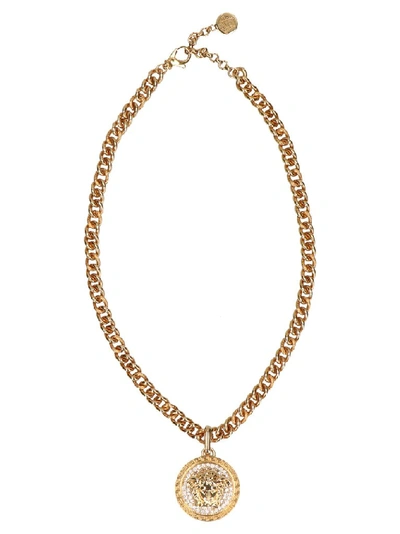 Shop Versace Medusa Necklace In Gold