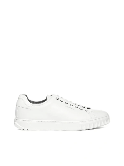 Shop Ferragamo Salvatore  Lace Up Sneakers In White