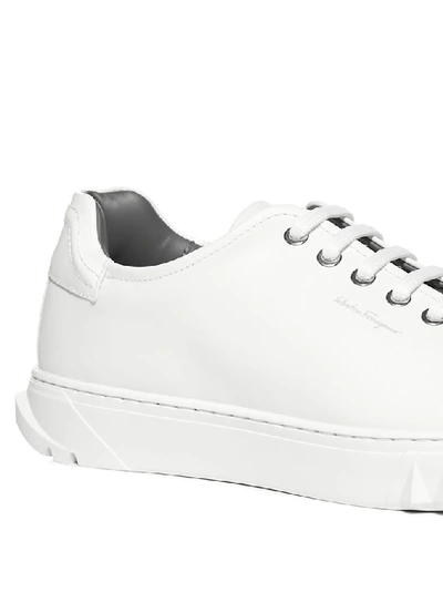 Shop Ferragamo Salvatore  Lace Up Sneakers In White