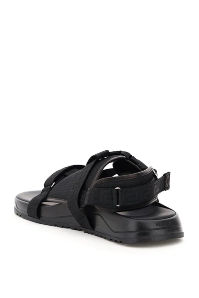 Shop Versace Strap Sandals In Black