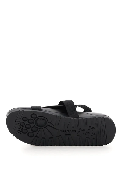 Shop Versace Strap Sandals In Black