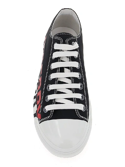 Shop Burberry Logo Sneakers In Black