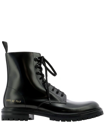 Shop Common Projects Lug Sole Combat Boots In Black