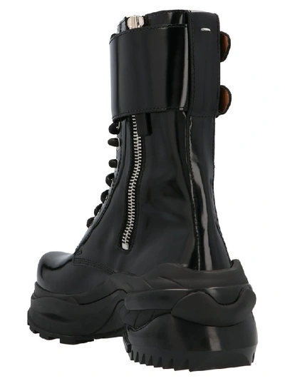Shop Maison Margiela Strapped Combat Boots In Black