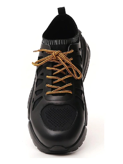 Shop Ferragamo Salvatore  Low Top Sock Sneakers In Black