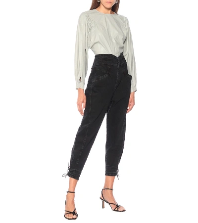 Shop Isabel Marant Nubaia High-rise Tapered Jeans In Black