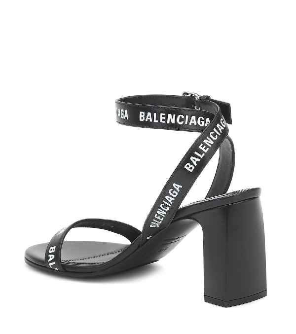 balenciaga leather logo sandals