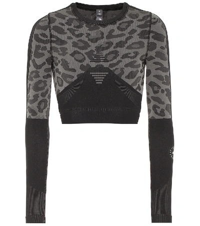 Shop Adidas By Stella Mccartney Truepurpose Leopard-printed Training Top In Grey