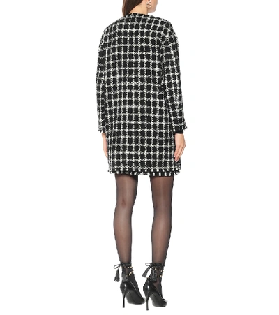 Shop Valentino Tweed Virgin Wool-blend Coat In Black