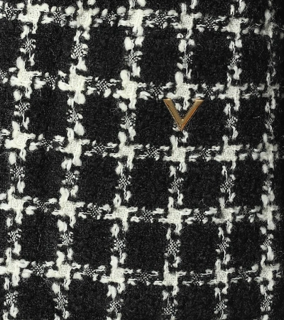 Shop Valentino Tweed Virgin Wool-blend Coat In Black