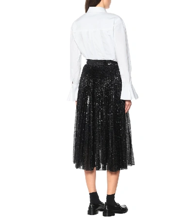 Shop Valentino Vlogo Sequined Midi Skirt In Black