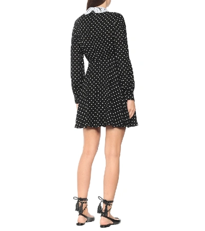 Shop Valentino Polka-dot Silk Minidress In Black