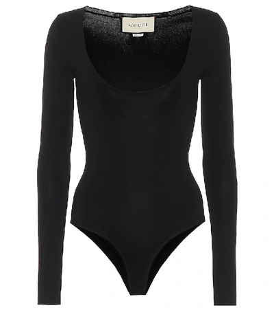 Shop Gucci Cashmere And Silk-blend Bodysuit In Black