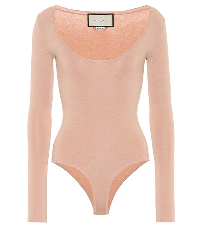 Shop Gucci Cashmere And Silk-blend Bodysuit In Pink