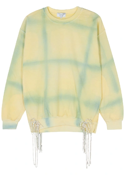 Shop Collina Strada Tie-dyed Crystal-embellished Jersey Sweatshirt In Lime
