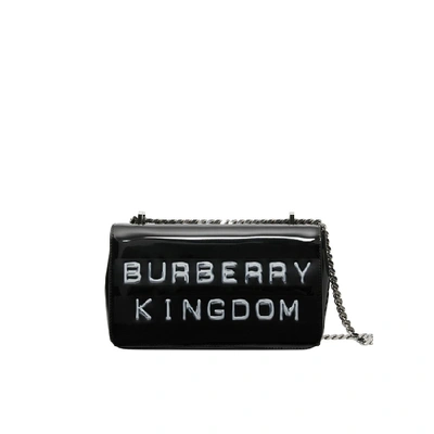 Shop Burberry Small Tape Print Laminated Lola Bag In Black