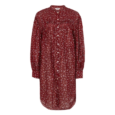 Shop Isabel Marant Étoile Plana Red Floral-print Cotton Shirt Dress In Multicoloured