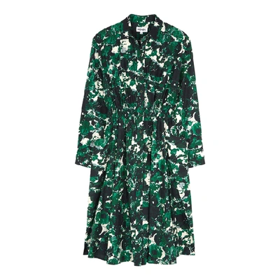 Shop Kenzo Green Printed Cotton-blend Shirt Dress In Mint