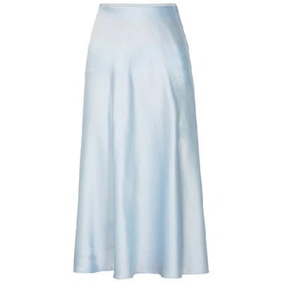 Shop Samsã¸e Samsã¸e Alsop Pale Blue Satin Midi Skirt In Light Blue