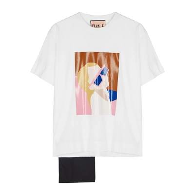 Shop Plan C White Printed Cotton T-shirt