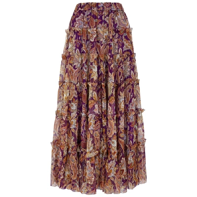 Shop Zimmermann Ladybeetle Printed Silk-chiffon Midi Skirt In Black