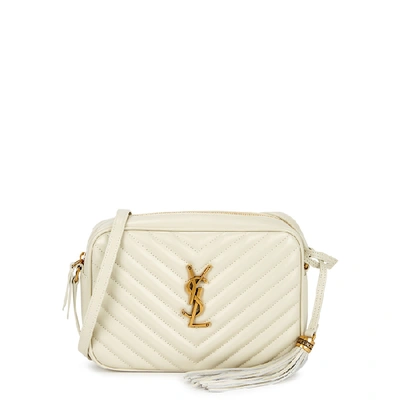 Shop Saint Laurent Lou Black Leather Cross-body Bag In White