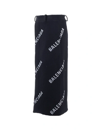 Shop Balenciaga Women's Black Wool Skirt